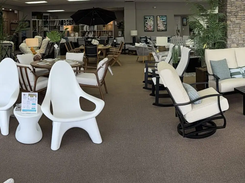 Lounge chairs at the Patio Style showroom